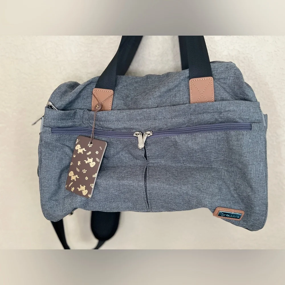 Gray and Tan Baby Bag with Durable Fabric and Urban Design
